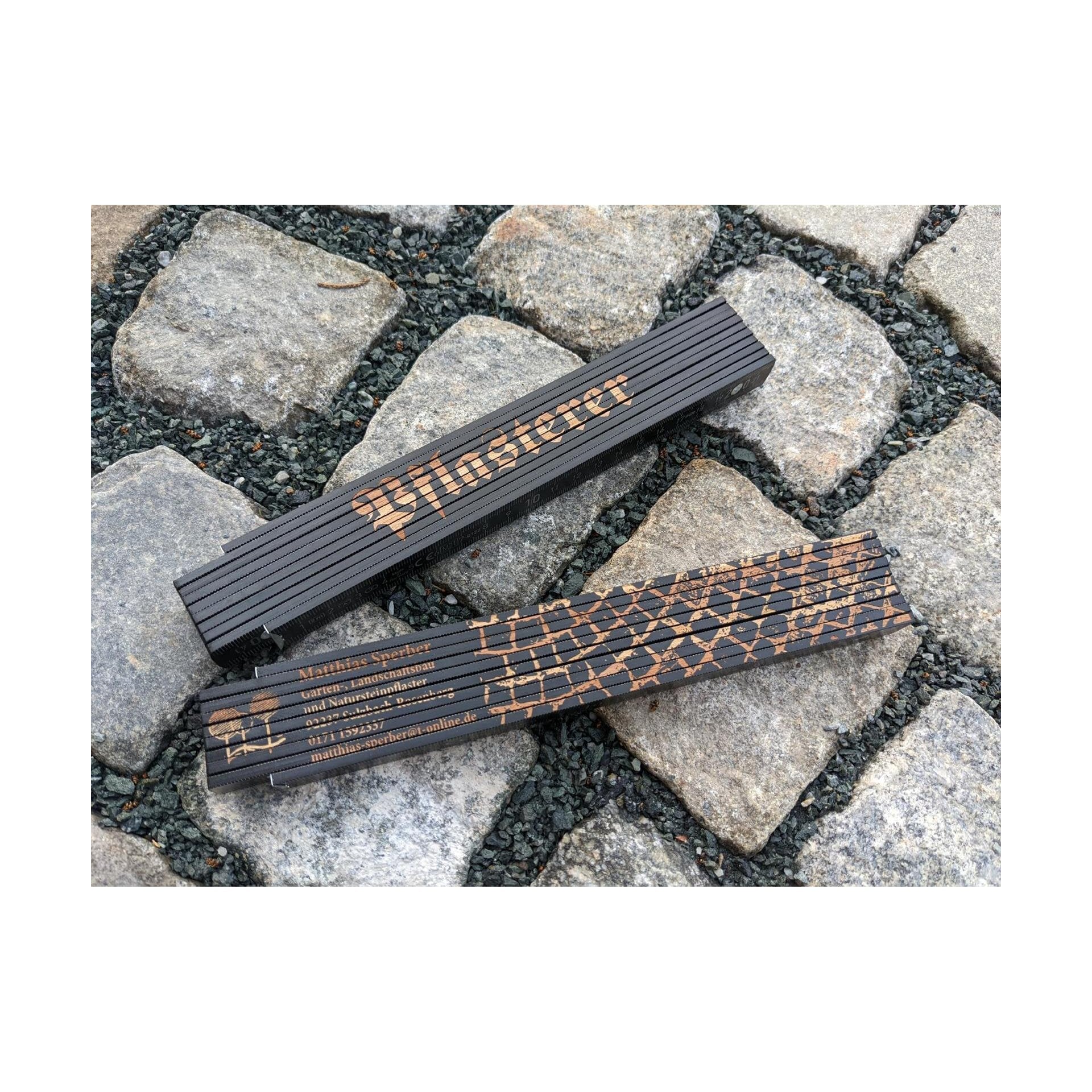 2-Meter Zollstock | natur oder schwarz | individuell personalisierbar