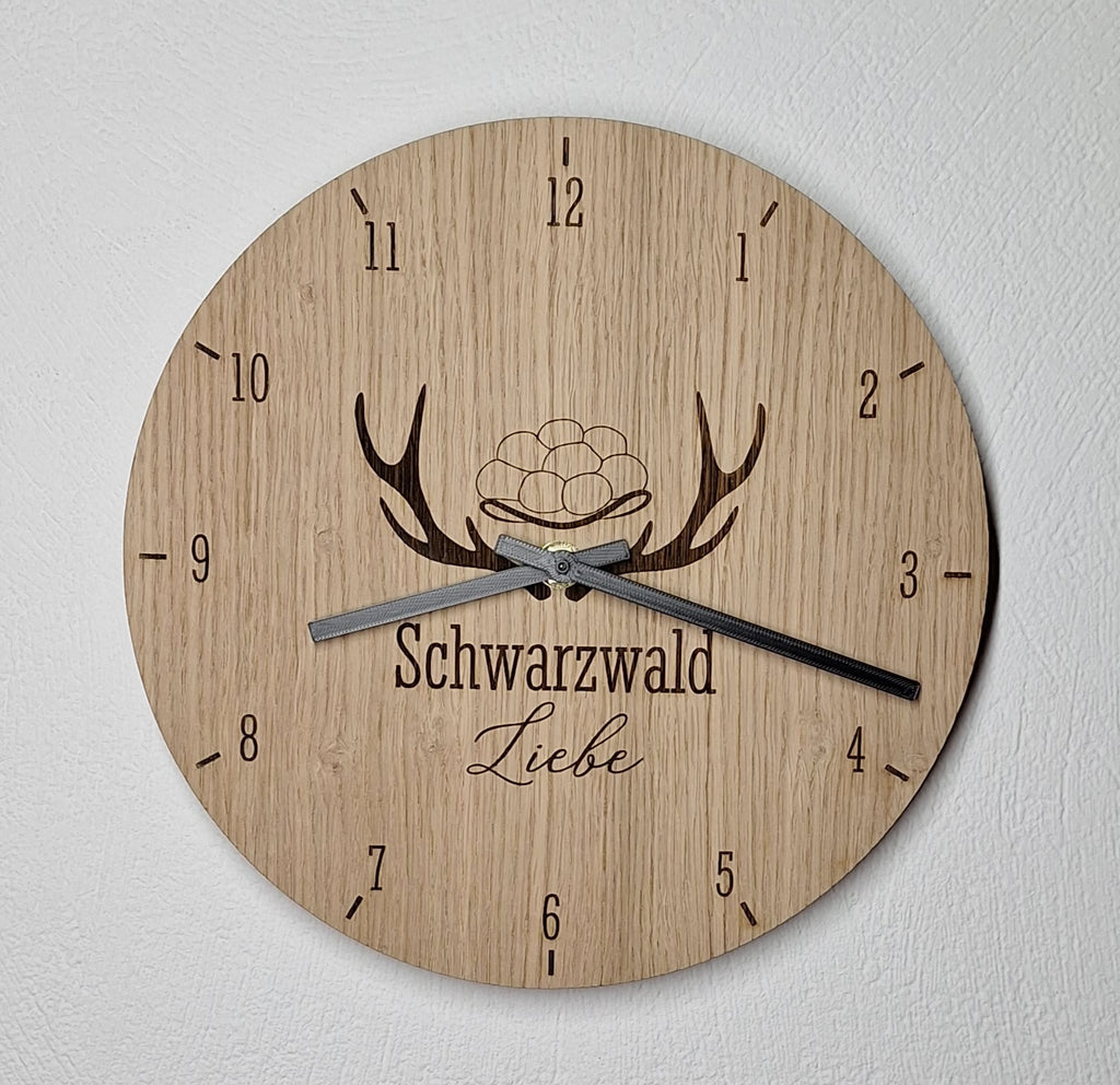 Dekorative Wanduhr "Schwarzwaldliebe" | Eiche | verschiedene Motive
