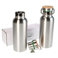 Edelstahl Trinkflasche 0,5 l doppelwandig isoliert mit FSC® Holzdeckel | individuell personalisierbar